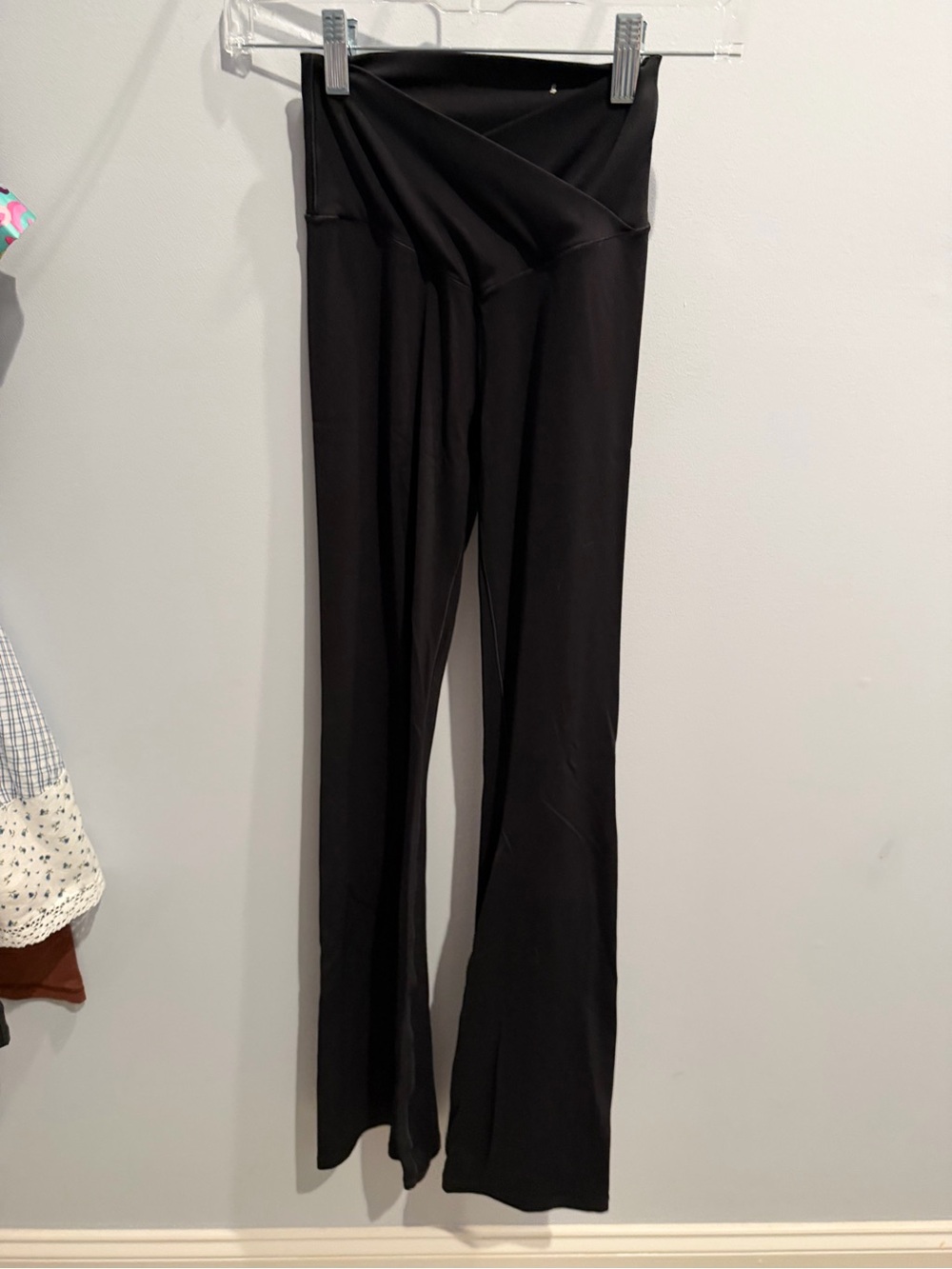 aerie Black Fold-Over Waist Flare Pants